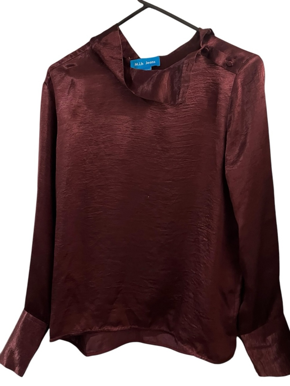 M.i.h Jeans Women's Satin Long-Sleeve Blouse in Deep Wine